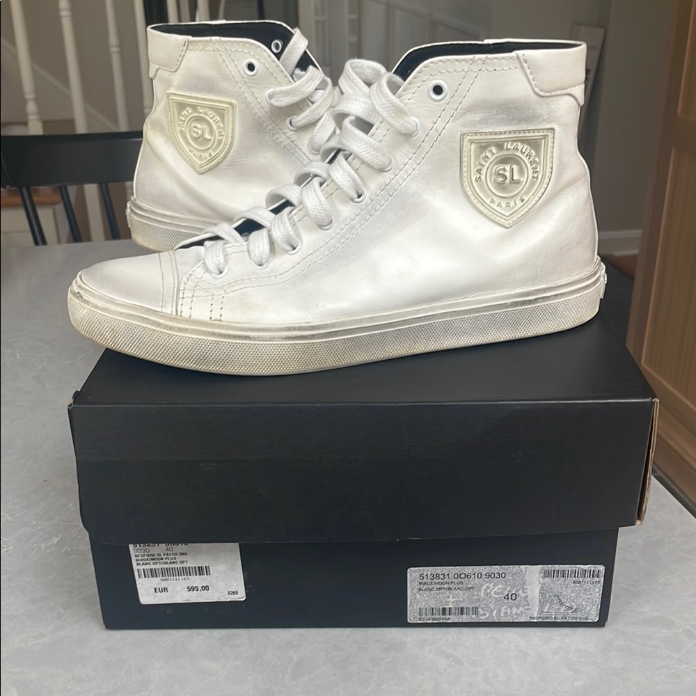 White High-Top Sneakers with Logo